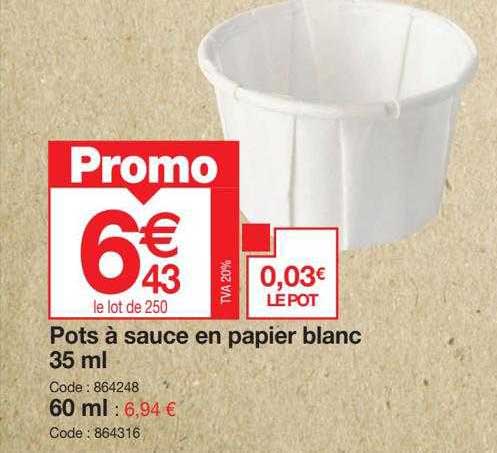 pots à sauce en papier blanc