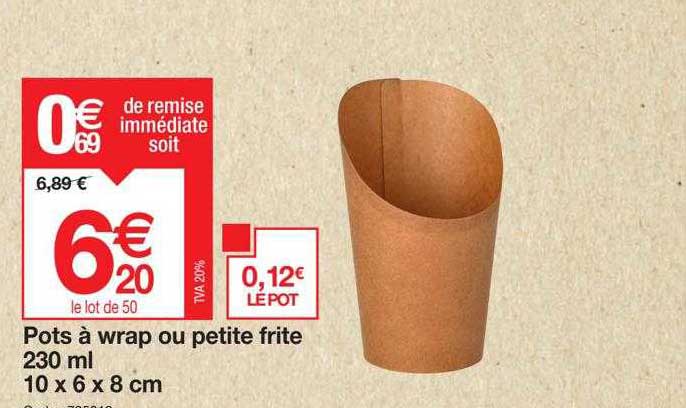 pots à wrap ou petite frite 230ml 10 x 6 x 8 cm