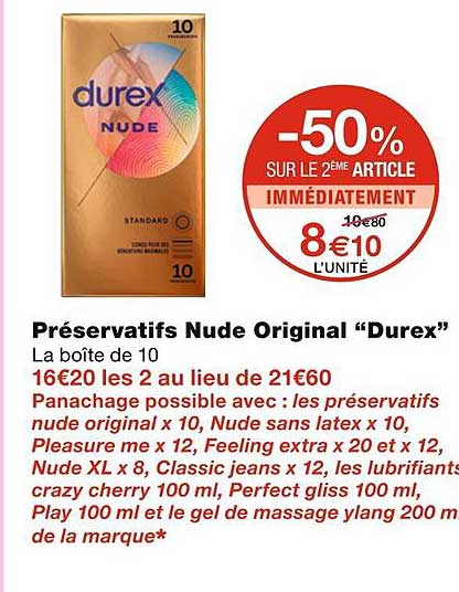 préservatifs nude original "durex"