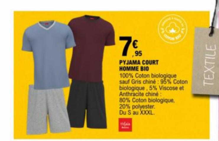 pyjama court homme bio