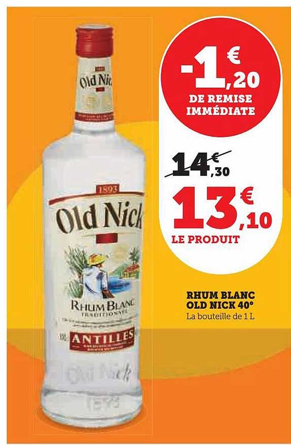rhum blanc old nick 40°