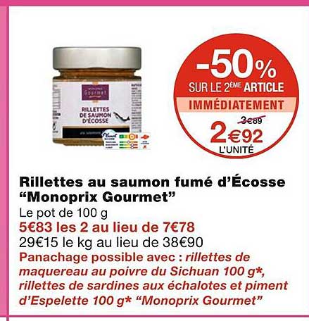 rillettes au saumon fumé d'écosse "monoprix gourmet"