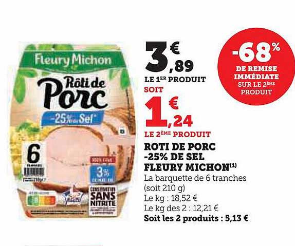 rôti de porc -25% de sel fleury michon