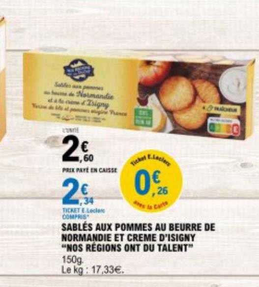 sablés aux pommes au beurre de normandie et crème d'isigny "nos régions ont du talent"