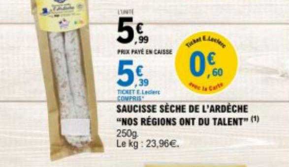 saucisse sèche de l'ardèche "nos régions ont du talent"