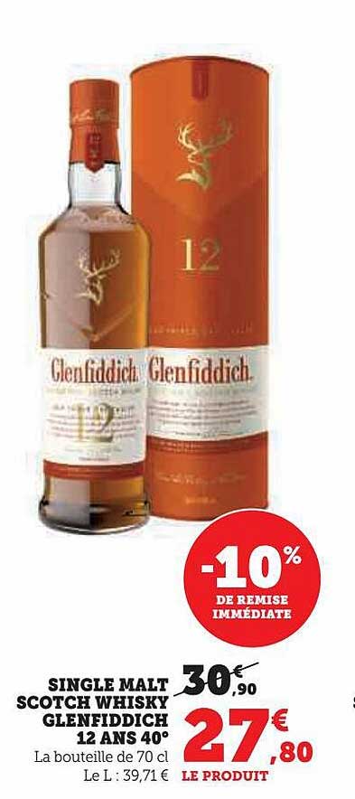 single malt scotch whisky glenfiddich 12 ans 40°