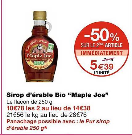 Sirop D'érable Bio "maple Joe"