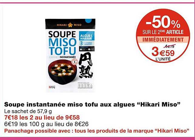 soupe instantanée miso tofu aux algues "hikari miso"