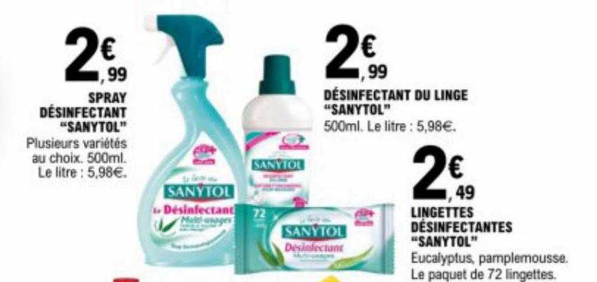 Spray Désinfectant "sanytol", Désinfectant Du Linge "sanytol", Lingettes Désinfectantes "sanytol"