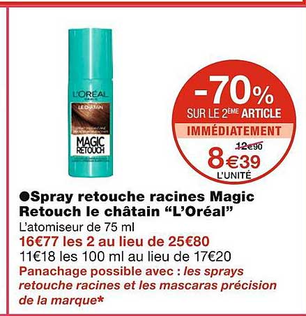 spray retouche racines magic retouch le châtain "l'oréal"