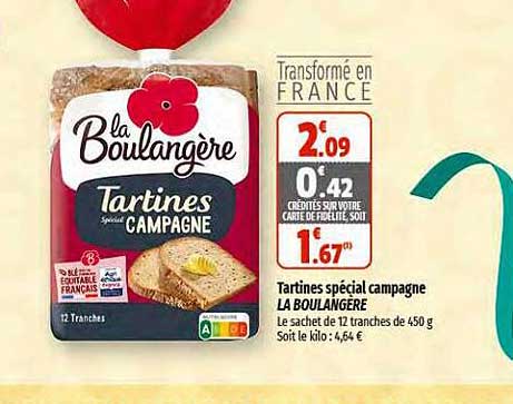 Tartines Spécial Campagne La Boulangère