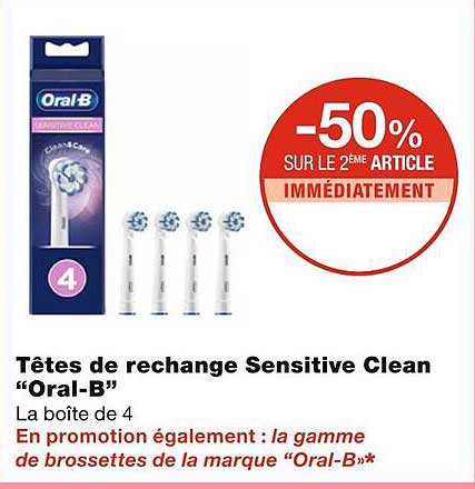 têtes de rechange sensitive clean "oral-b"