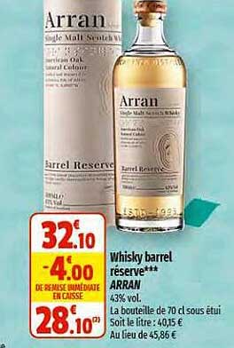 whisky barrel réserve arran