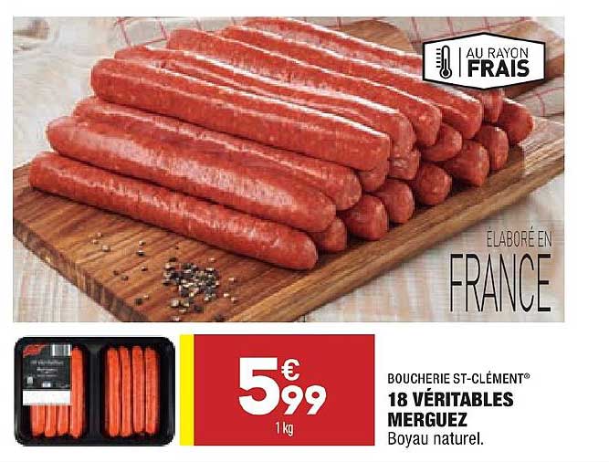 18 Véritables Merguez Boucherie St Clément
