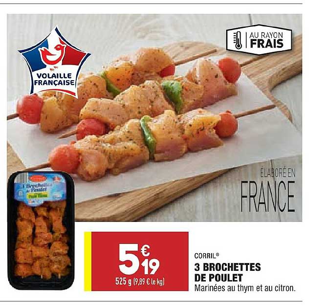 3 Brochettes De Poulet Corril