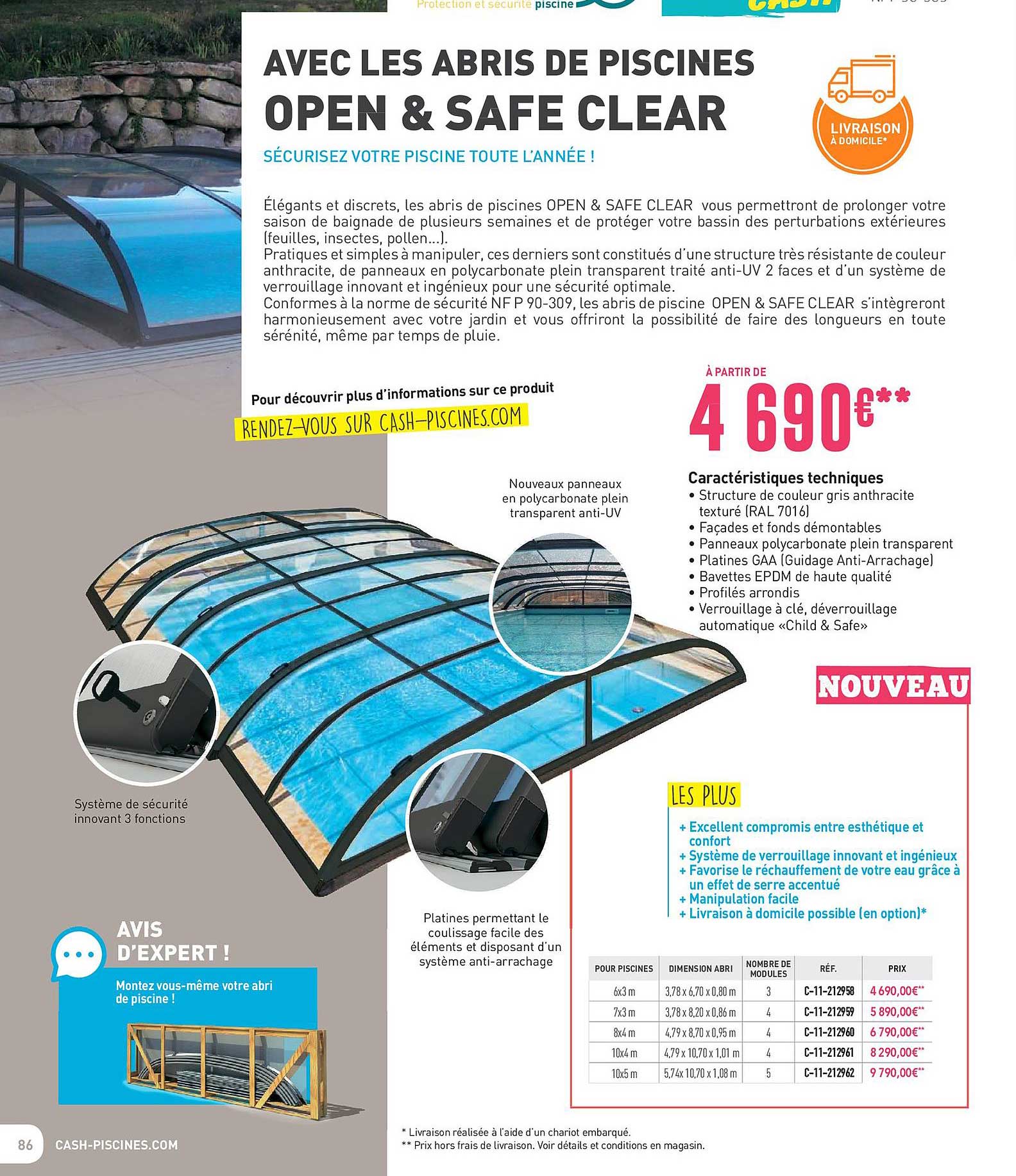 abris de piscines open & safe clear