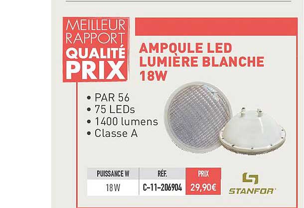ampoule led lumière blanche 18w stanfor