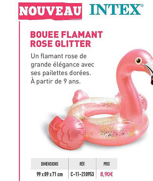 bouée flamant rose glitter intex