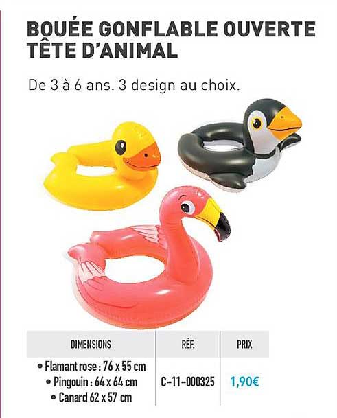 bouée gonflable ouverte tête d'animal