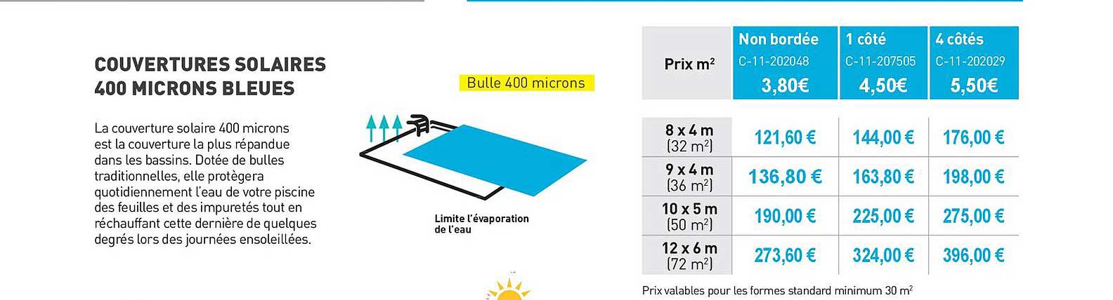 couvertures solaires 400 microns bleues