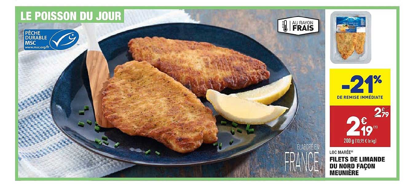 filets de limande du nord façon meunière loc marée -21% de remise immédiate