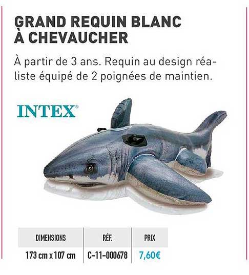 grand requin blanc à chevaucher intex