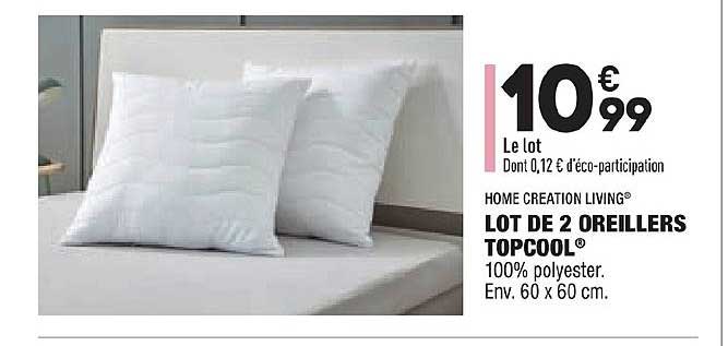 lot de 2 oreillers topcool home creation living