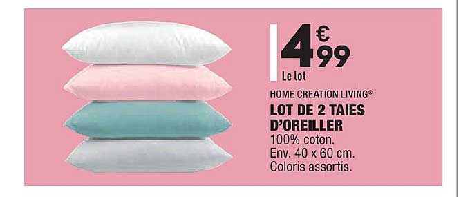 lot de 2 taies d'oreiller home creation living