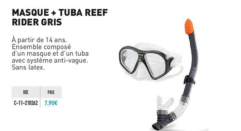 masque + tuba reef rider gris