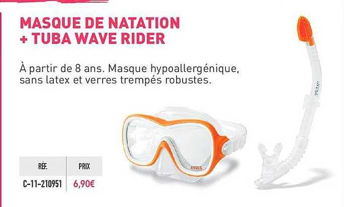 masque de natation + tuba wave rider
