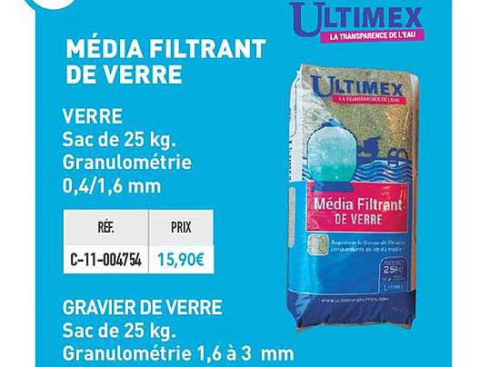 média filtrant de verre ultimex