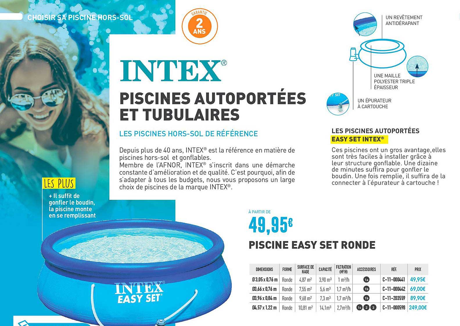 piscines autoportées et tubulaire intex
