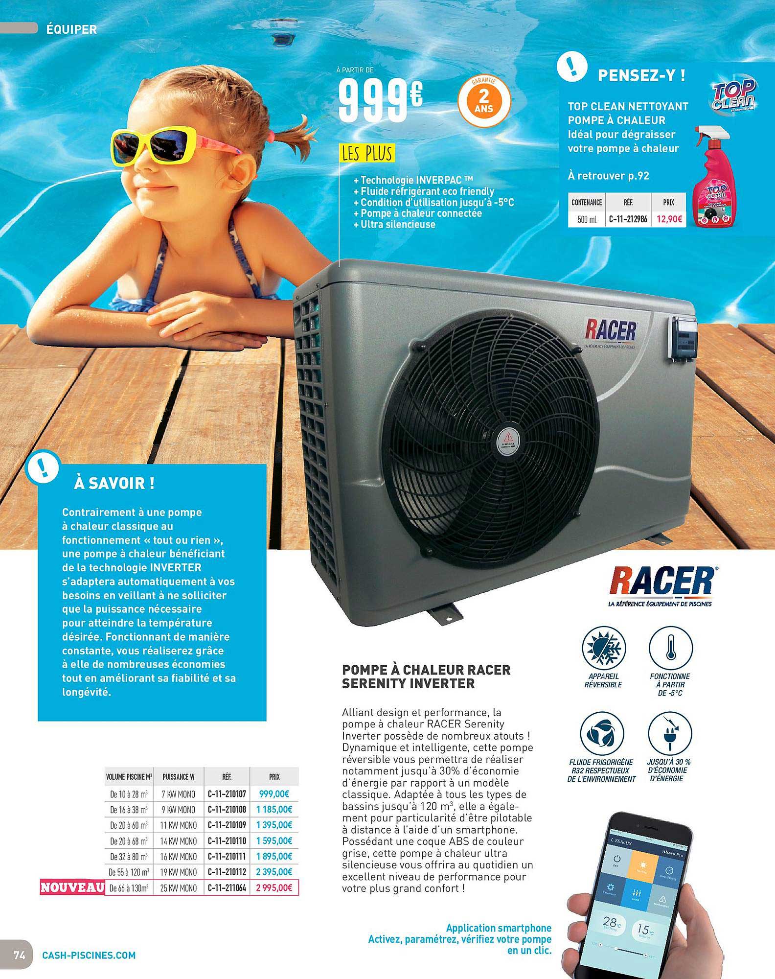 pompe à chaleur racer serenity inverter