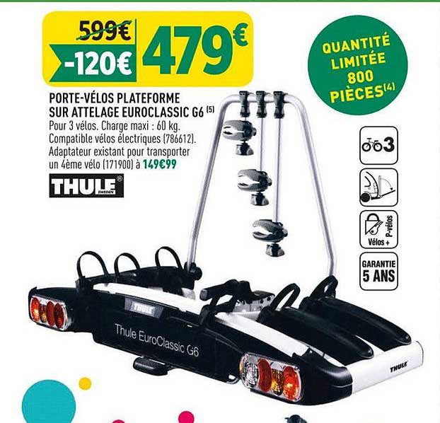 porte vélos plateforme sur attelage euroclassic g6 thule