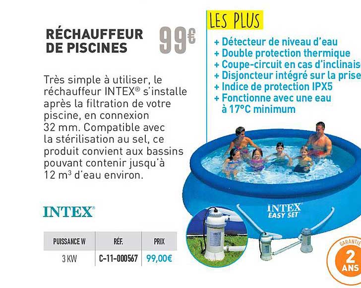 réchauffeur de piscines intex