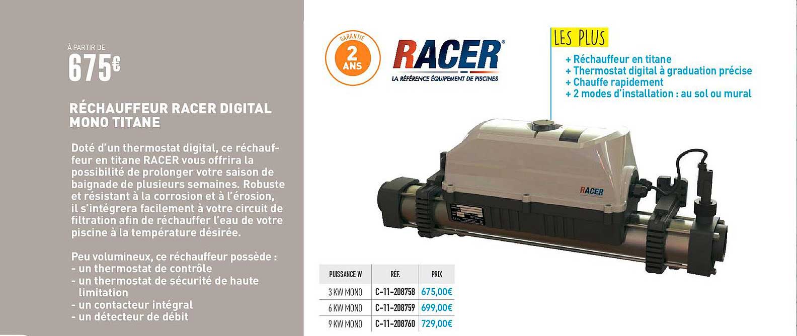 réchauffeur racer digital mono titane