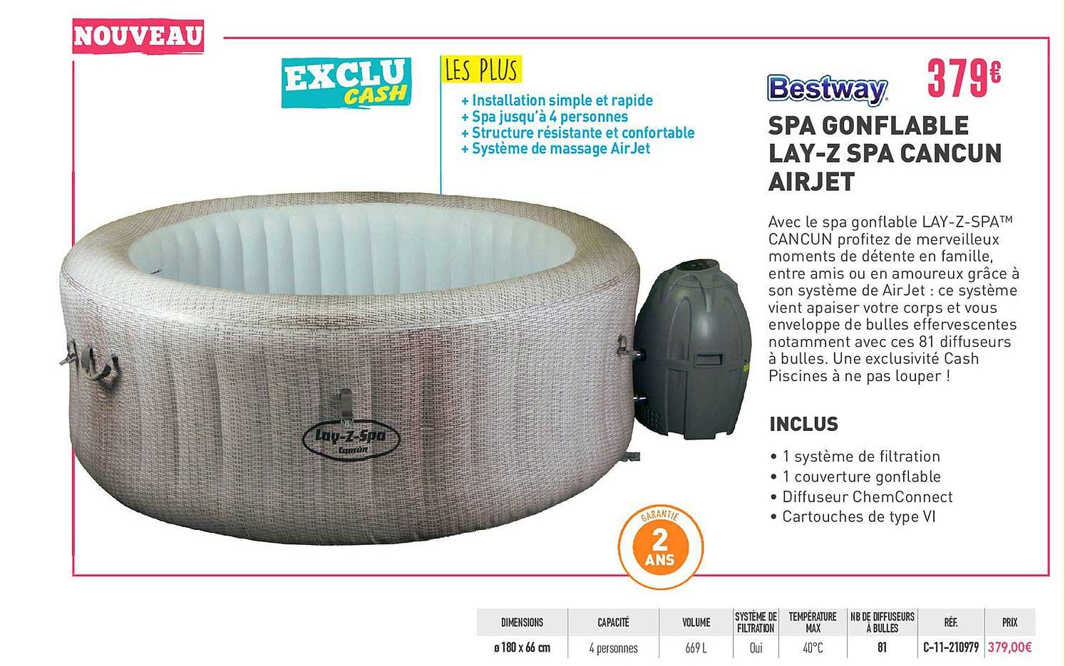 spa gonflable lay z spa cancun airjet bestway