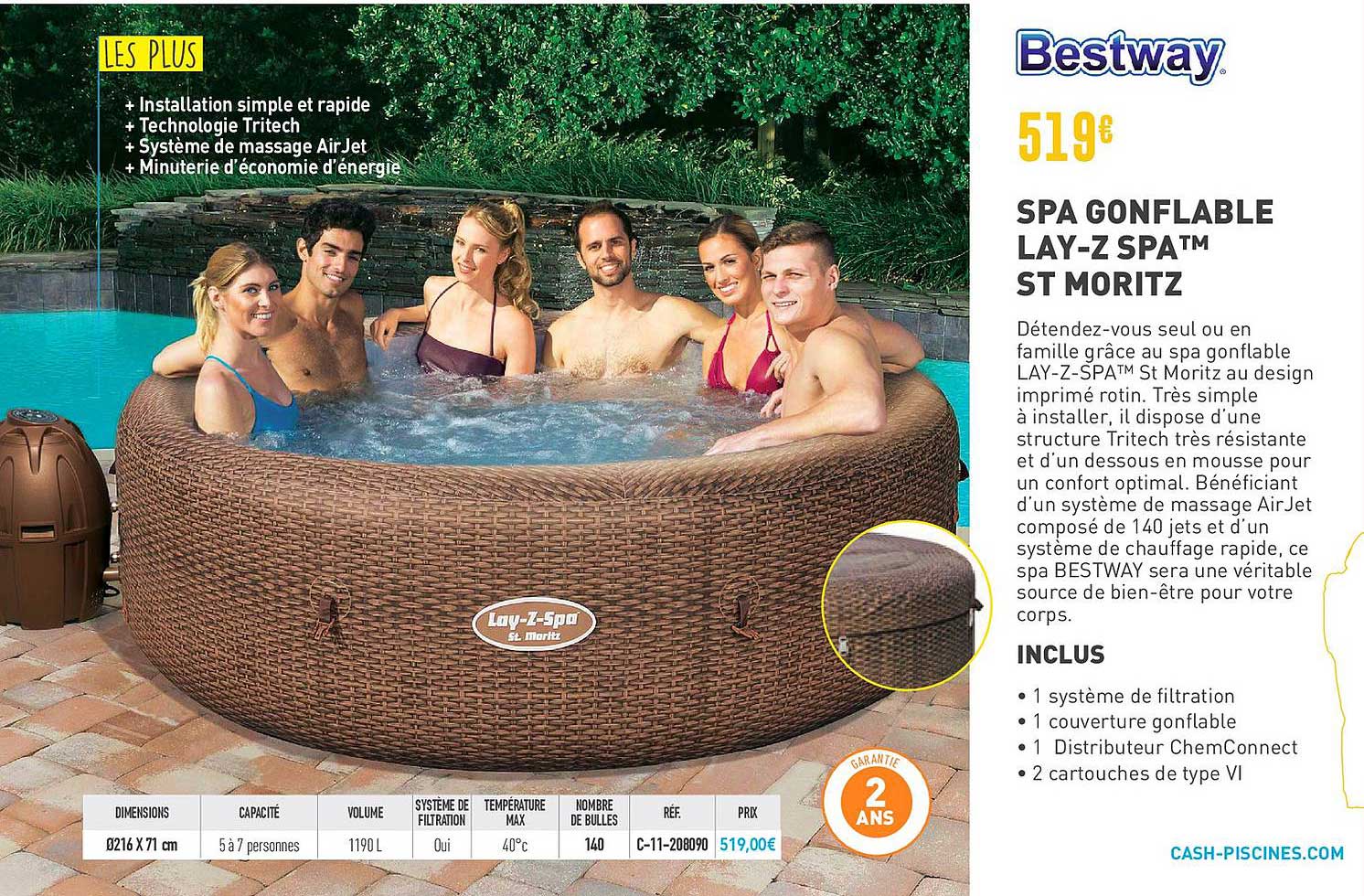 spa gonflable lay z spa st moritz bestway