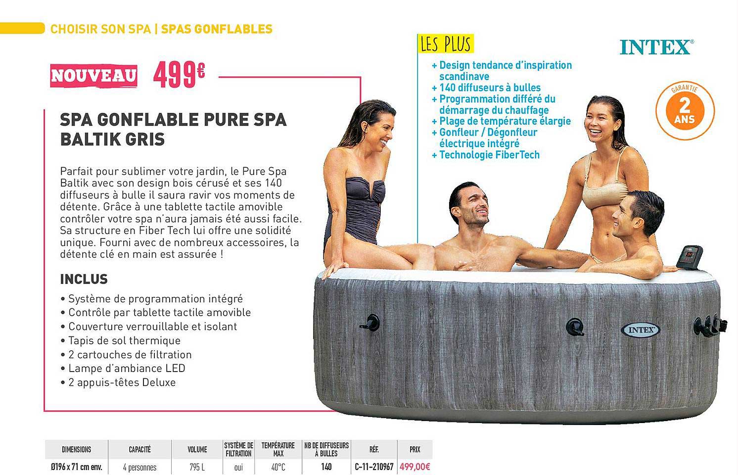 spa gonflable pure spa baltik gris intex