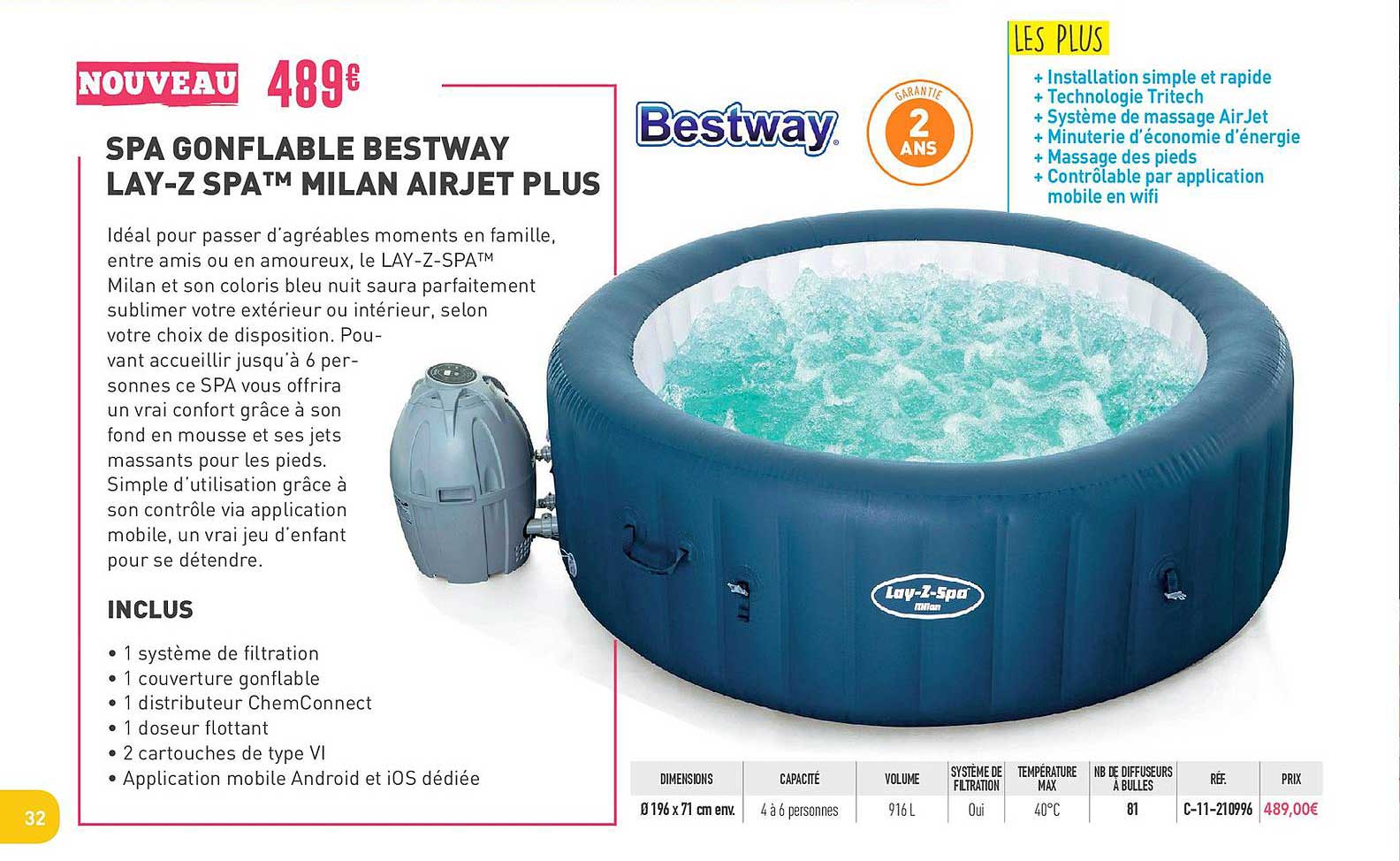 spa gonflables bestway lay z spa milan airjet plus