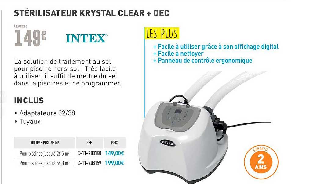 stérilisateur krystal clear + oec intex