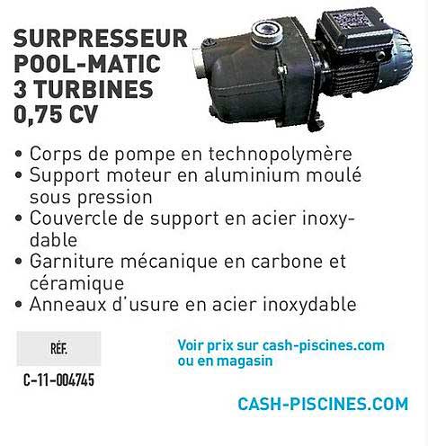surpresseur pool matic 3 turbines 0.75 cv