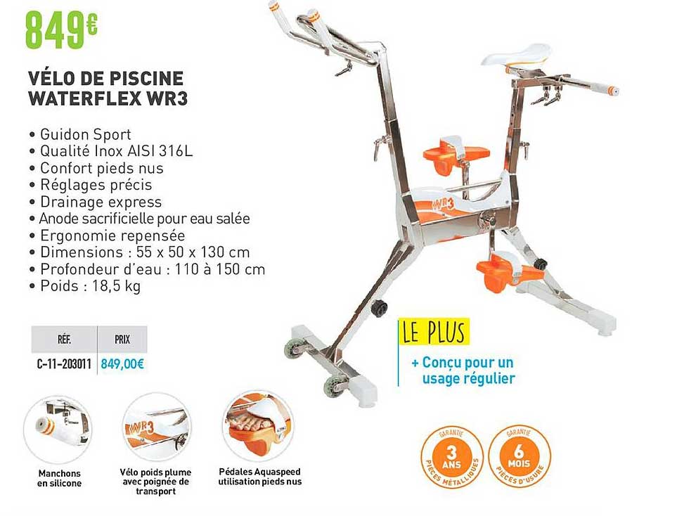 vélo de piscine waterflex wr3