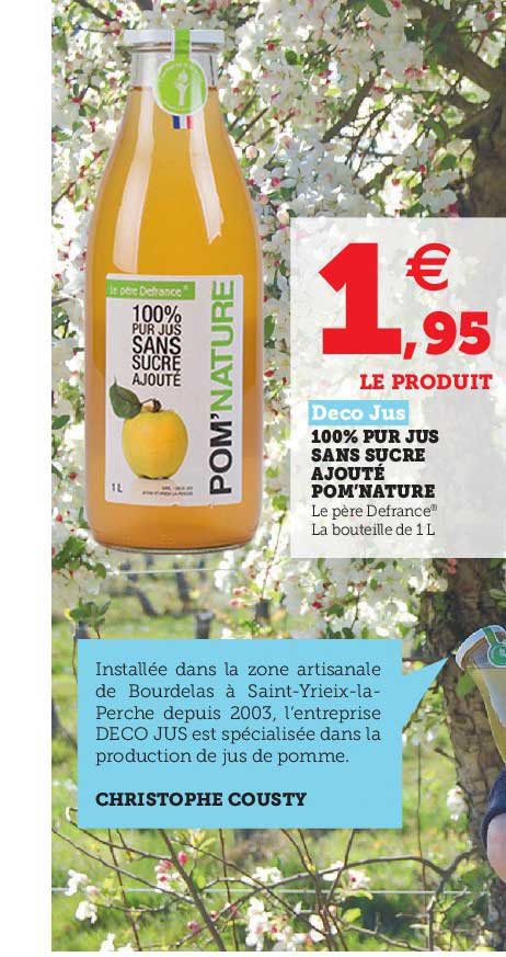 100% pur jus sans sucre ajouté pom'nature deco jus