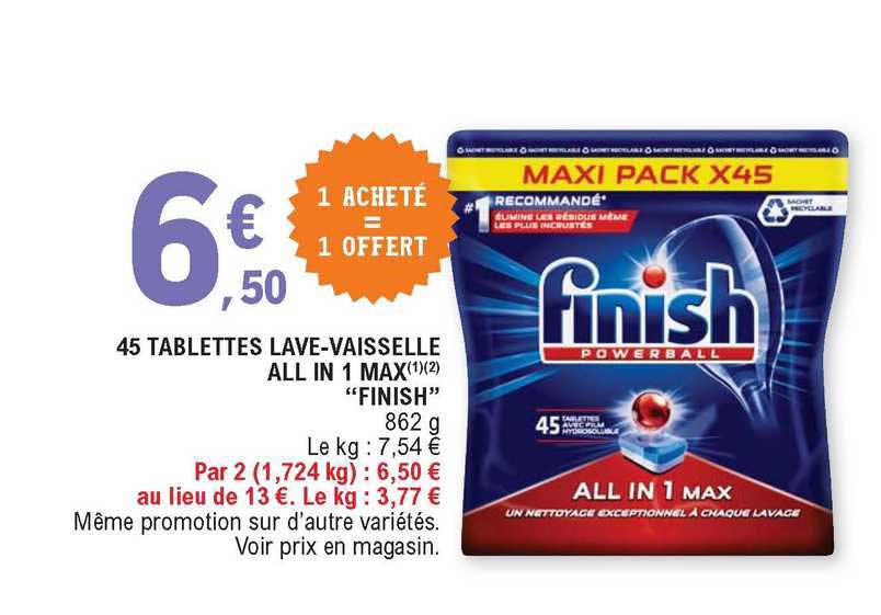45 tablettes lave-vaisselle all in 1 max "finish"