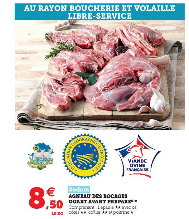 agneau des bocages quart avant préparé sodem