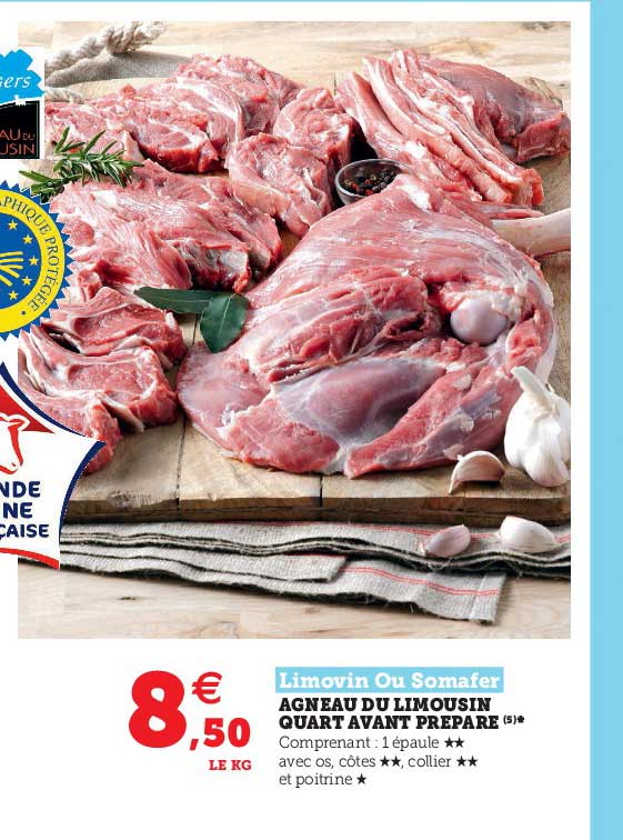 agneau du limousin quart avant preparé limovin ou somafer