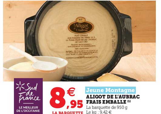 aligot de l'aubrac frais emballe jeune montagne