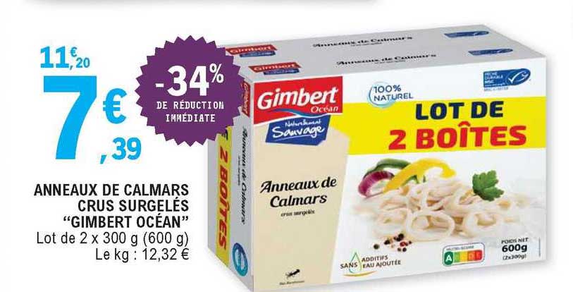 anneaux de calmars crus surgelés "gimbert océan"