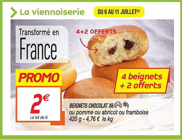 Beignets Chocolat X6 Ou Pomme Ou Abricot Ou Framboise